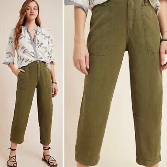 Anthropologie Pants - Anthropologie | Audra Linen Blend Relaxed Comfy Ankle Utility Pants